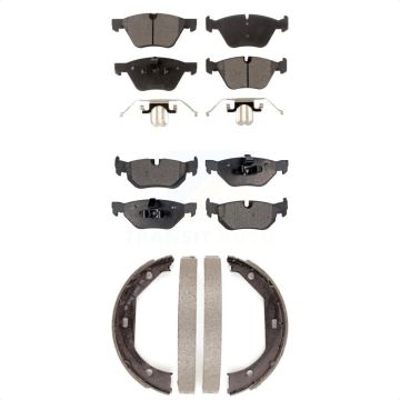 Front Rear Semi-Metallic Brake Pads And Parking Shoes Kit For BMW 328xi 328i 325xi KFN-100492