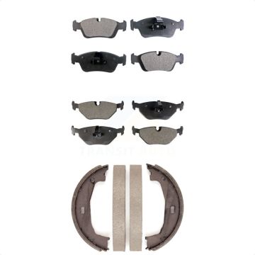 Front Rear Semi-Metallic Brake Pads And Parking Shoe Kit For BMW Z4 325i 325Ci 320i 323Ci KFN-100496