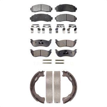Front Rear Semi-Metallic Brake Pads And Parking Shoes Kit For Ford Explorer Mercury KFN-100500