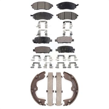 Front Rear Semi-Metallic Brake Pads & Parking Shoe Kit For INFINITI G37 G35 EX35 QX50 M35 KFN-100501