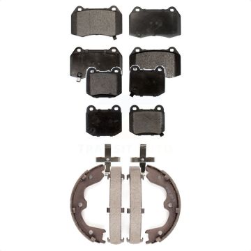 Front Rear Semi-Metallic Brake Pads And Parking Shoes Kit For Nissan 350Z INFINITI G35 KFN-100502