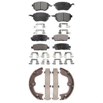 Front Rear Semi-Metallic Brake Pads & Parking Shoes Kit For Nissan Altima Maxima INFINITI KFN-100504