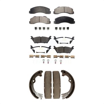 Front Rear Semi-Metallic Brake Pads And Parking Shoes Kit For Ford F-150 KFN-100513