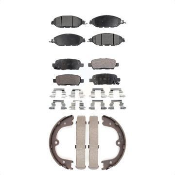 Front Rear Semi-Metallic Brake Pads Parking Shoes Kit For Nissan Pathfinder INFINITI QX60 KFN-100519