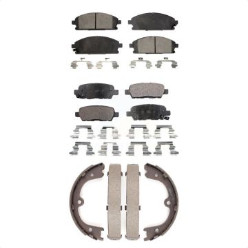 Front Rear Semi-Metallic Brake Pads And Parking Shoes Kit For 2006-2009 Nissan Quest KFN-100522