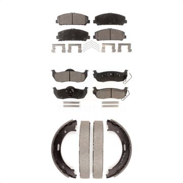 Front Rear Semi-Metallic Brake Pads And Parking Shoes Kit For Nissan TITAN Armada KFN-100523