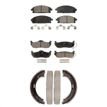 Front Rear Semi-Metallic Brake Pads And Parking Shoes Kit For 2004 Nissan Pathfinder KFN-100524