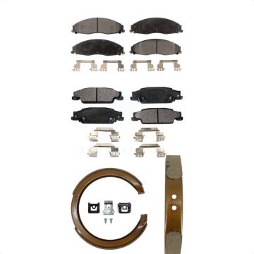 Front Rear Semi-Metallic Brake Pads And Parking Shoes Kit For Cadillac CTS KFN-100531