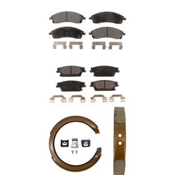 Front Rear Semi-Metallic Brake Pads And Parking Shoes Kit For Cadillac CTS SRX KFN-100532