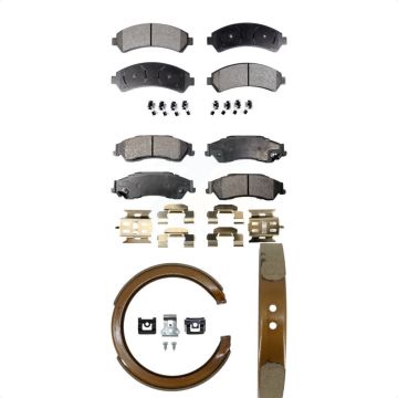 Front Rear Semi-Metallic Brake Pads & Parking Shoe Kit For Chevrolet GMC Blazer S10 Jimmy KFN-100538
