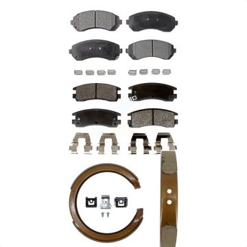 Front Rear Semi-Metallic Brake Pads Parking Shoe Kit For Buick Rendezvous Pontiac Montana KFN-100539