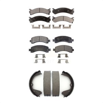 Front Rear Semi-Metallic Brake Pads & Parking Shoe Kit For GMC Savana 3500 Chevrolet 4500 KFN-100544
