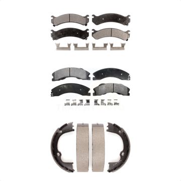 Front Rear Semi-Metallic Brake Pads And Parking Shoes Kit For GMC Savana 3500 KFN-100545