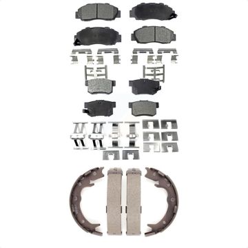 Front Rear Semi-Metallic Brake Pads And Parking Shoes Kit For Honda Odyssey Acura RL KFN-100549