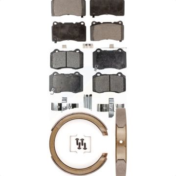 Front Rear Semi-Metallic Brake Pads And Parking Shoes Kit For Cadillac STS KFN-100562