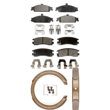 Front Rear Semi-Metallic Brake Pads And Parking Shoes Kit For Pontiac Grand Am Oldsmobile KFN-100563