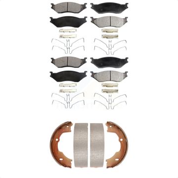 Front Rear Semi-Metallic Brake Pads Parking Shoes Kit For Ford F-450 Super Duty F-550 LCF KFN-100567