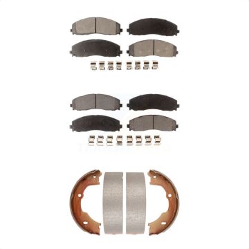 Front Rear Semi-Metallic Brake Pads And Parking Shoes Kit For Ford F-450 Super Duty KFN-100571