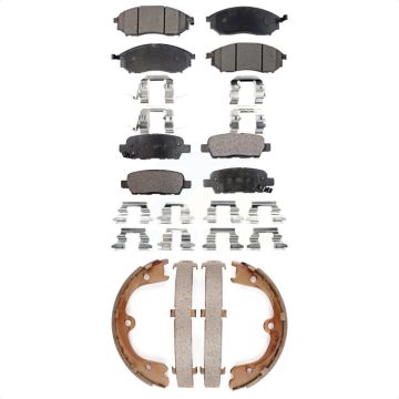 Front Rear Semi-Metallic Brake Pads And Parking Shoe Kit For 2006-2008 INFINITI FX35 FX45 KFN-100574