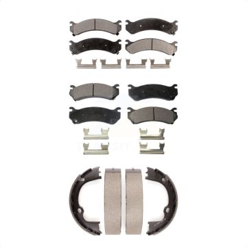 Front Rear Semi-Metallic Brake Pads Parking Shoes Kit For GMC Chevrolet Silverado 2500 HD KFN-100579