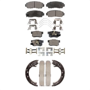 Front Rear Semi-Metallic Brake Pads And Parking Shoes Kit For 2012-2016 Honda CR-V AWD KFN-100583