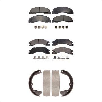Front Rear Semi-Metallic Brake Pads And Parking Shoes Kit For Ford E-350 Super Duty E-250 KFN-100586