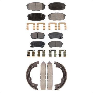 Front Rear Semi-Metallic Brake Pads And Parking Shoes Kit For Hyundai Elantra KFN-100591