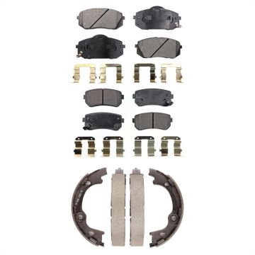 Front Rear Semi-Metallic Brake Pads And Parking Shoe Kit For 2013-2015 Hyundai Tucson FWD KFN-100594