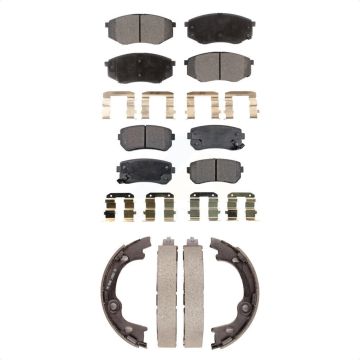 Front Rear Semi-Metallic Brake Pads And Parking Shoe Kit For 2010-2012 Hyundai Tucson FWD KFN-100595