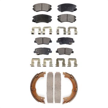 Front Rear Semi-Metallic Brake Pads And Parking Shoes Kit For 2007-2009 Kia Amanti KFN-100598