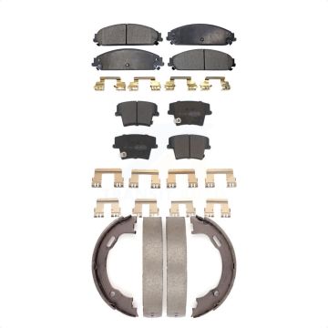 Front Rear Semi-Metallic Brake Pads And Parking Shoes Kit For Dodge Chrysler 300 Charger KFN-100603