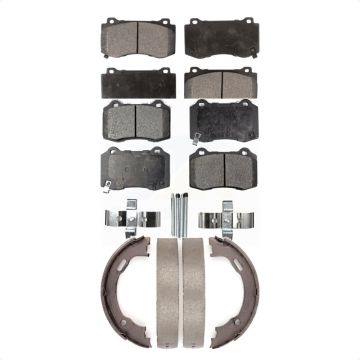 Front Rear Semi-Metallic Brake Pads And Parking Shoes Kit For Dodge Charger Chrysler 300 KFN-100605