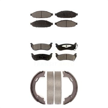 Front Rear Semi-Metallic Brake Pads And Parking Shoes Kit For 2004-2008 Chrysler Pacifica KFN-100607