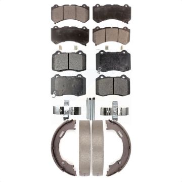 Front Rear Semi-Metallic Brake Pads And Parking Shoes Kit For Dodge Charger Challenger KFN-100608