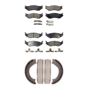 Front Rear Semi-Metallic Brake Pads And Parking Shoes Kit For Dodge Ram 1500 KFN-100614