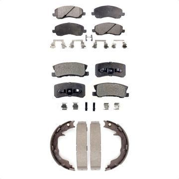 Front Rear Semi-Metallic Brake Pads & Parking Shoe Kit For Jeep Mitsubishi Patriot Lancer KFN-100616