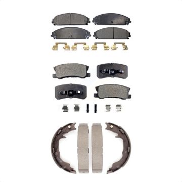 Front Rear Semi-Metallic Brake Pads & Parking Shoes Kit For 2008-2009 Dodge Caliber SRT-4 KFN-100618