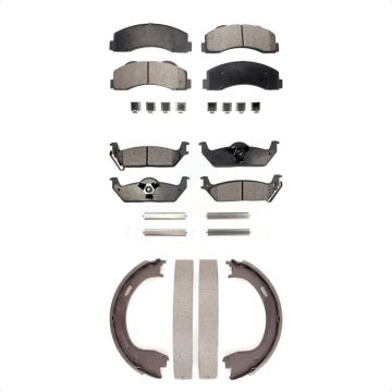 Front Rear Semi-Metallic Brake Pads And Parking Shoes Kit For 2010-2011 Ford F-150 KFN-100619
