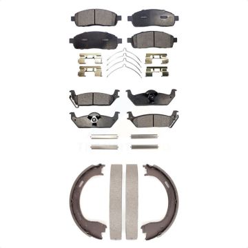 Front Rear Semi-Metallic Brake Pads And Parking Shoes Kit For 2009 Ford F-150 KFN-100620