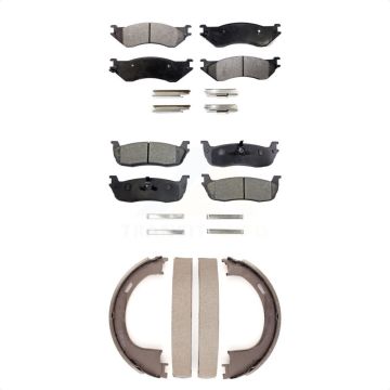Front Rear Semi-Metallic Brake Pads And Parking Shoes Kit For Ford F-150 Expedition F-250 KFN-100621