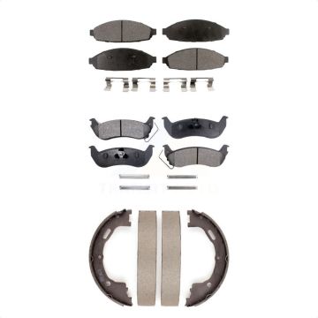 Front Rear Semi-Metallic Brake Pads And Parking Shoes Kit For Lincoln Town Car Ford Crown KFN-100624