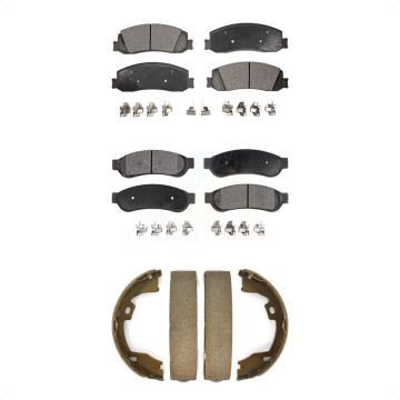 Front Rear Semi-Metallic Brake Pads And Parking Shoes Kit For Ford F-250 Super Duty F-350 KFN-100628