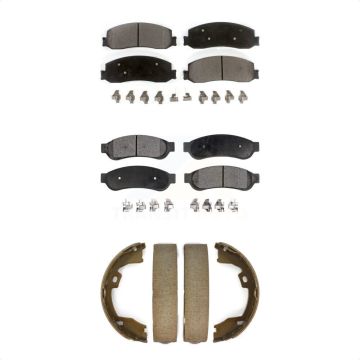 Front Rear Semi-Metallic Brake Pads Parking Shoe Kit For 2012 Ford F-350 Super Duty F-250 KFN-100630