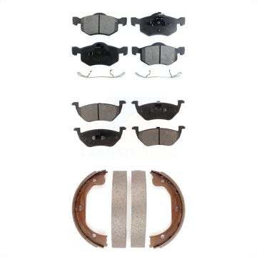 Front Rear Semi-Metallic Brake Pads And Parking Shoe Kit For 2005-2006 Mazda Tribute 2.3L KFN-100632