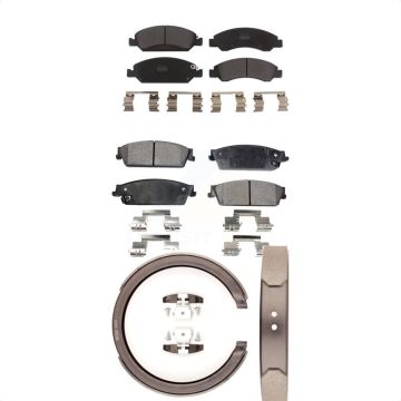 Front Rear Semi-Metallic Brake Pads Parking Shoes Kit For GMC Chevrolet Sierra 1500 Tahoe KFN-100647