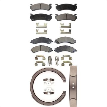 Front Rear Semi-Metallic Brake Pads Parking Shoes Kit For Chevrolet GMC Silverado 1500 XL KFN-100648