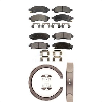 Front Rear Semi-Metallic Brake Pads Parking Shoes Kit For Chevrolet Trailblazer GMC Envoy KFN-100650