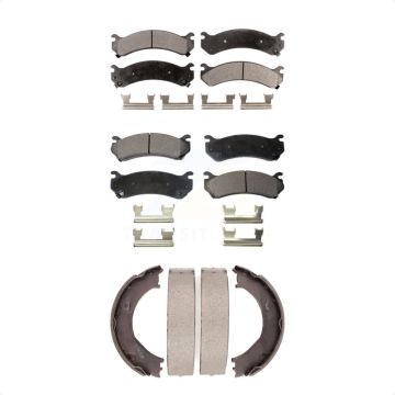 Front Rear Semi-Metallic Brake Pads Parking Shoes Kit For Chevrolet GMC Sierra 2500 HD H2 KFN-100653