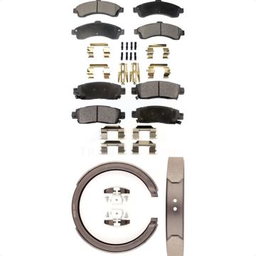 Front Rear Semi-Metallic Brake Pads Parking Shoes Kit For GMC Chevrolet Envoy Trailblazer KFN-100654