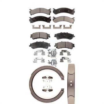Front Rear Semi-Metallic Brake Pads And Parking Shoes Kit For Cadillac DTS DeVille KFN-100655